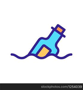 The bottle floats the icon vector. Thin line sign. Isolated contour symbol illustration. The bottle floats the icon vector. Isolated contour symbol illustration