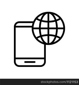 The browser function in the phone is a vector icon. A thin line sign. Isolated contour symbol illustration. The browser function in the phone is a vector icon. Isolated contour symbol illustration