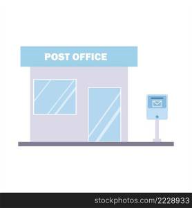The building of post office and mailbox. The concept of the delivery of mail. Flat vector illustration of urban architecture.