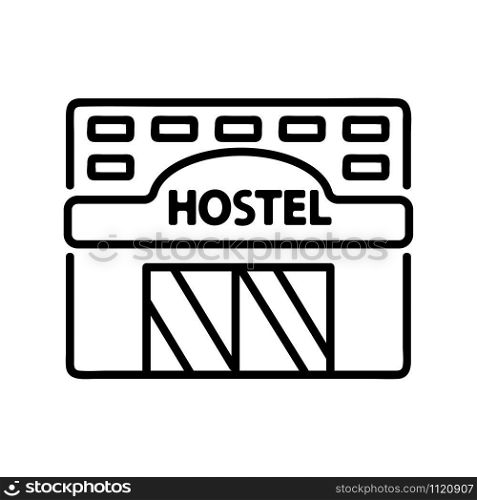 The building of the hostel is an icon vector. A thin line sign. Isolated contour symbol illustration. The building of the hostel is an icon vector. Isolated contour symbol illustration