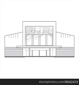 The building of the National Theater in my city. Linear sketch of a modern cultural architectural structure.