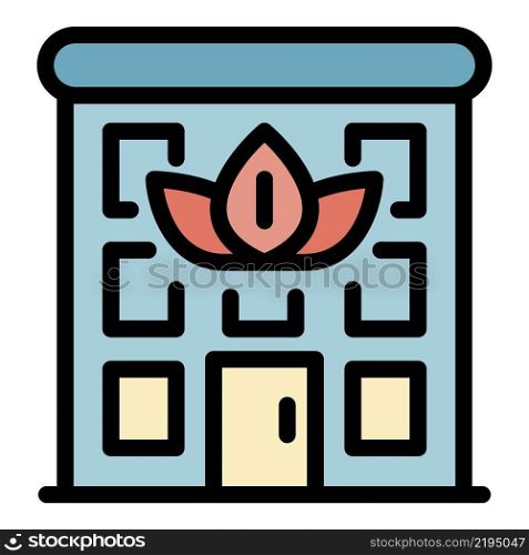 The building of the spa salon icon. Outline the building of the spa salon vector icon color flat isolated. The building of the spa salon icon color outline vector