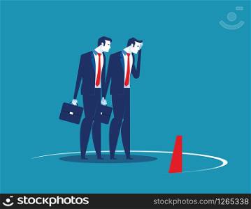 The business team and the trap. Concept business character vector illustration. Flat design style.