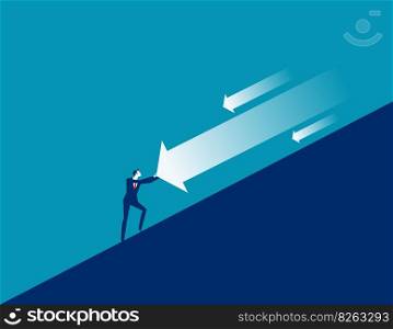 The businessman stop the arrow down. Business vector illustration concept