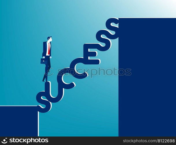 The businessman walk up to success direction
