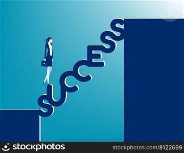 The businesswoman walk up to success direction
