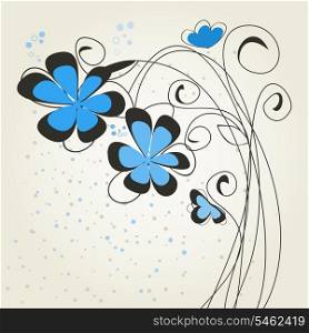 The butterfly sits down on a dark blue flower. A vector illustration