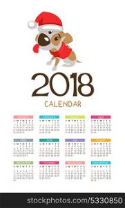 The calendar for the new 2018. Symbol of the year of the dog. Funny dog Jack Russell Terrier.