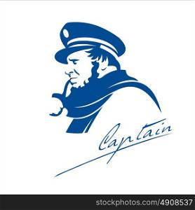 The captain, a sailor Smoking a pipe. Vector logo.