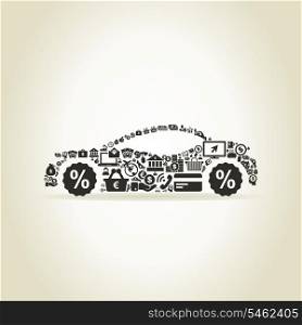 The car from business of subjects. A vector illustration