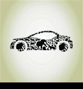 The car made of animals. A vector illustration