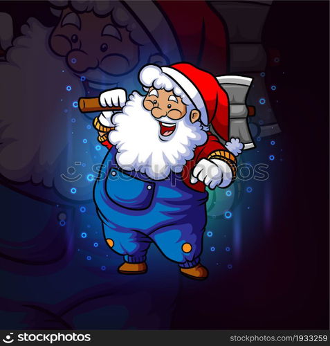 The carpenter santa esport logo design