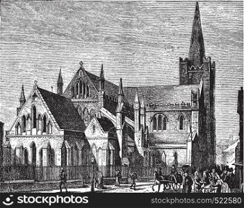 The Cathedral of St. Patrick, vintage engraved illustration. Journal des Voyages, Travel Journal, (1879-80).