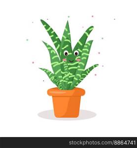 the character is a kawaii cactus in a pot with emotions cheerful. character cactus in a pot kawaii emotions