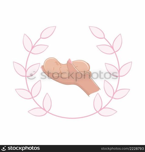 The child is in the mother’s arms. Beautiful pink logo logo for medical perinatal center, hospital. Illustration of World Prematurity Day on November 17. World children’s day