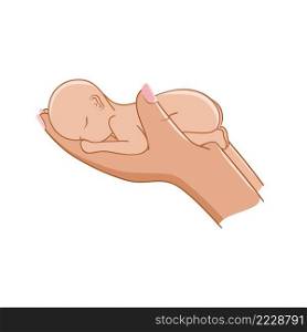 The child is lying on the mother’s hands. Vector illustration for the day of premature babies. World prematurity day is celebrated on November 17. International children’s day