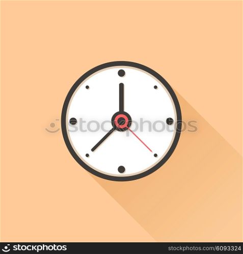The clock icon in flat style. Vector illustration