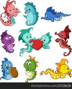 The collection of seahorses with cute pose are wonderful