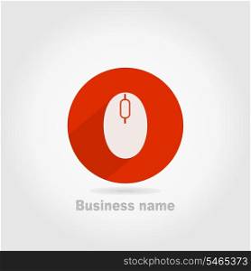 The computer mouse in a red circle. A vector illustration