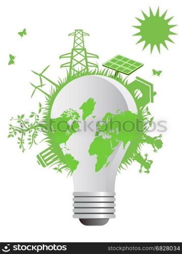 the concept background of clean eco light bulb