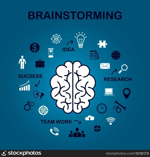 The concept of brainstorming, the concept of marketing. Creative idea. Vector illustration.