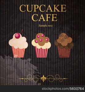 The concept of cupcakes cafe menu. Vector illustration