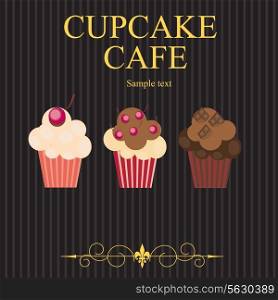The concept of cupcakes cafe menu. Vector illustration