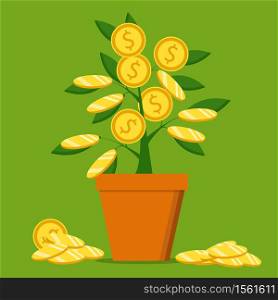 The concept of earnings, success in work, money. Vector illustration. The hand of a businessman who pours a money tree. . The hand of a businessman who pours a money tree. The concept of earnings, success in work, money. Vector illustration