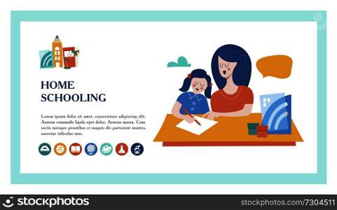 The concept of homeschooling. The emblem of home education for large families and families with children with disabilities. Vector illustration.. The concept of homeschooling. Vector illustration. The emblem of home schooling for large families.