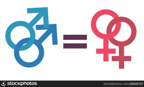 The concept of male and female equality. Gay and Lesbian Equality. Equal rights concept. Gender equality.