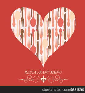 The concept of Restaurant menu on valentines day. Vector illustration