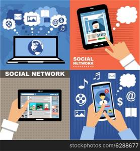 The concept of social networks, blogs and online communication. Vector illustration