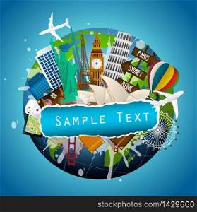 The concept of travel. famous monuments of the world. vector