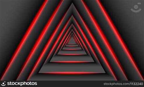 The concept of triangular shadow technology overlaps with a red light. 3D vector illustration