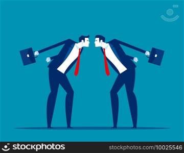 The confrontation of colleagues or partner. Business competition concept. Flat cartoon style design.