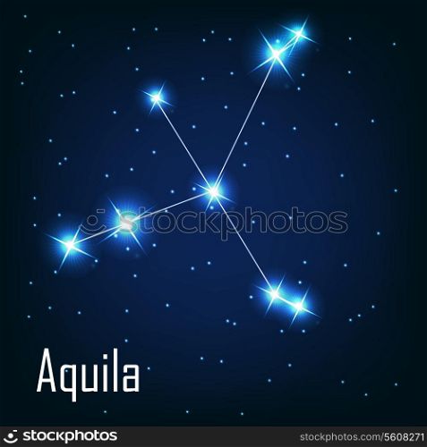 The constellation &quot;Aquila&quot; star in the night sky. Vector illustration