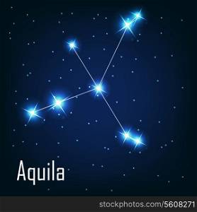 The constellation &quot;Aquila&quot; star in the night sky. Vector illustration
