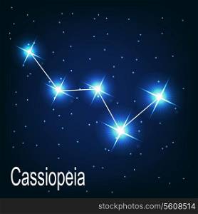 The constellation &quot;Cassiopeia&quot; star in the night sky. Vector illustration