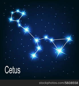 The constellation &quot;Cetus&quot; star in the night sky. Vector illustration