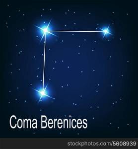 The constellation &quot;Coma Berenices&quot; star in the night sky. Vector illustration