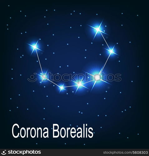The constellation &quot;Corona Borealis&quot; star in the night sky. Vector illustration