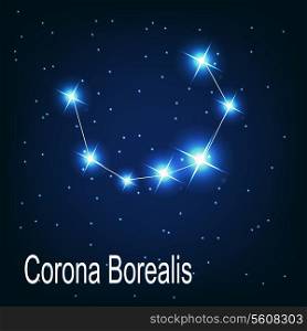 The constellation &quot;Corona Borealis&quot; star in the night sky. Vector illustration