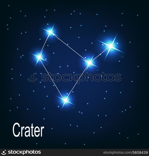 The constellation &quot;Crater&quot; star in the night sky. Vector illustration