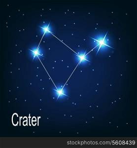 The constellation &quot;Crater&quot; star in the night sky. Vector illustration