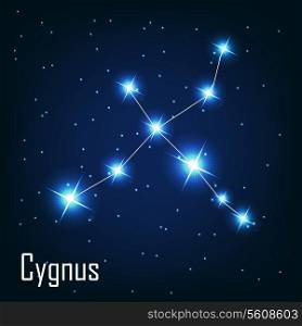 The constellation &quot; Cygnus&quot; star in the night sky. Vector illustration
