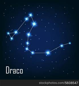 The constellation &quot; Draco&quot; star in the night sky. Vector illustration