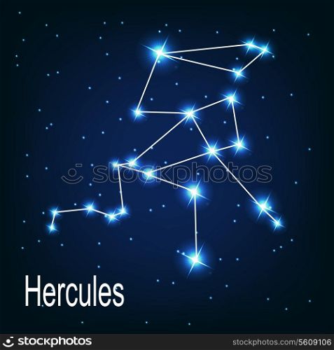 The constellation &quot;Hercules&quot; star in the night sky. Vector illustration
