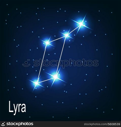 The constellation &quot;Lyra&quot; star in the night sky. Vector illustration
