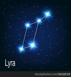 The constellation &quot;Lyra&quot; star in the night sky. Vector illustration