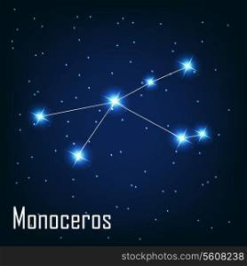 The constellation &quot; Monoceros&quot; star in the night sky. Vector illustration